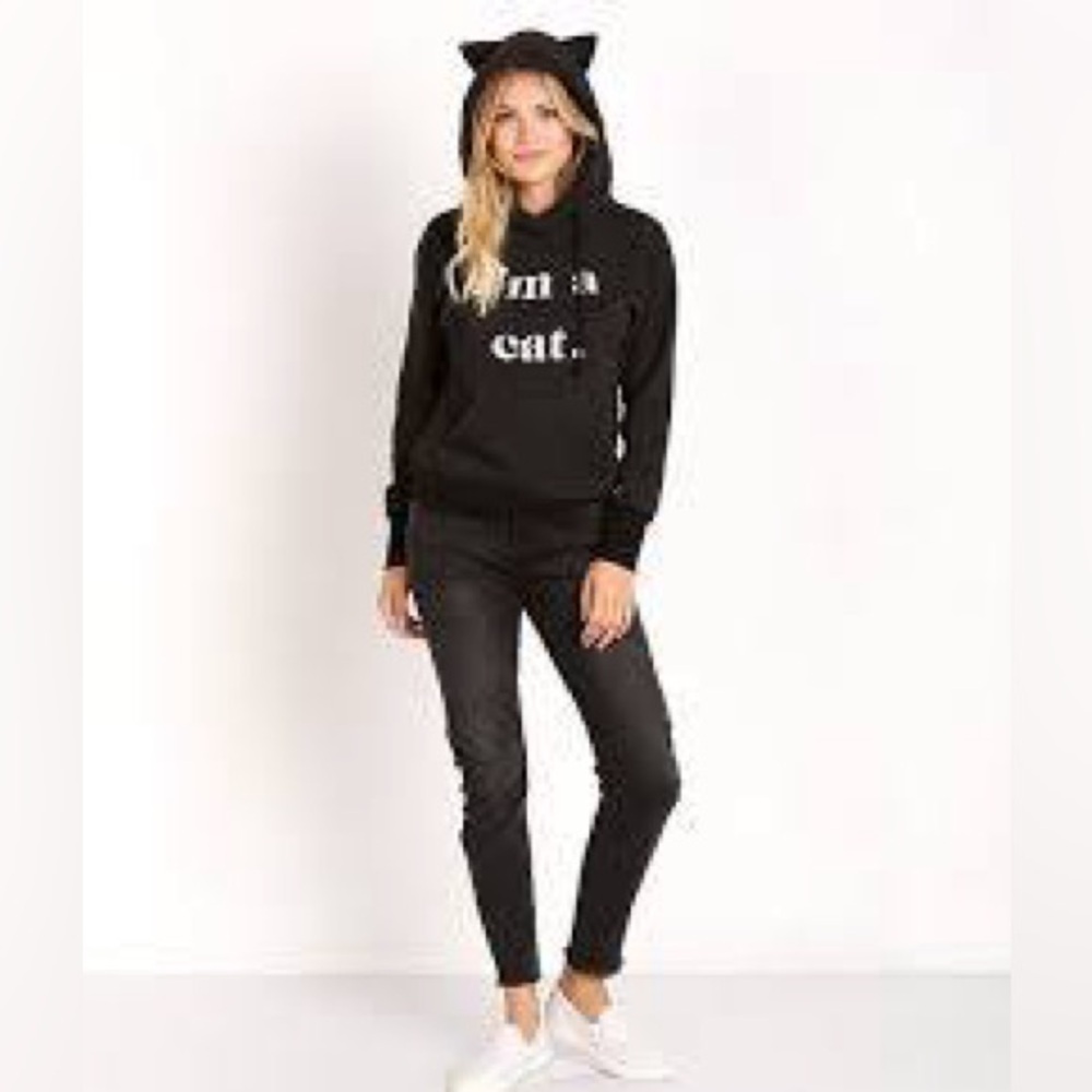 🐈⬛WILDFOX RARE “I’m A Cat” 3D Ears Hoodie Charcoal Gray Black ASO Paris Hilton - Picture 13 of 13